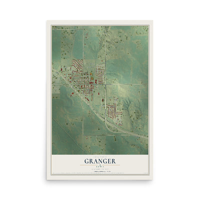 Map of Granger, Iowa, 12 x 18 inch unframed archival matte print