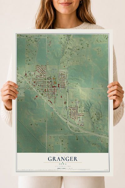Map of Granger, Iowa, 18 x 24 inch unframed archival matte print