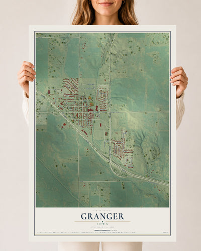 Map of Granger, Iowa, 24 x 36 inch unframed archival matte print