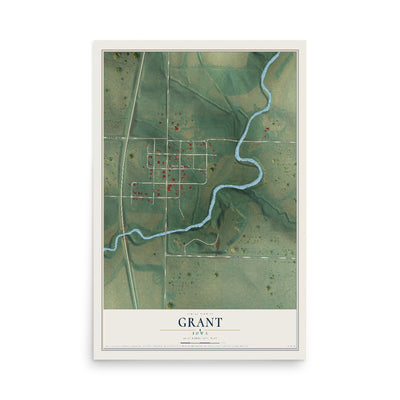 Map of Grant, Iowa, 12 x 18 inch unframed archival matte print