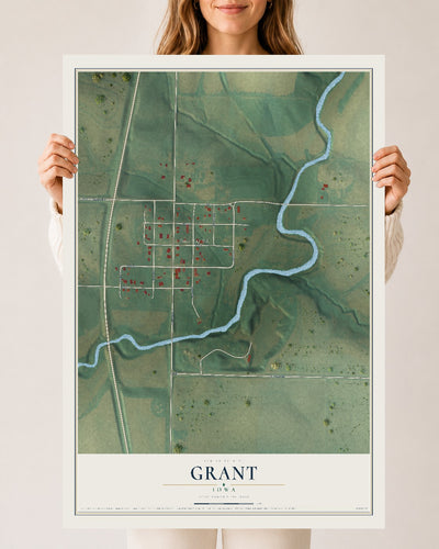 Map of Grant, Iowa, 24 x 36 inch unframed archival matte print