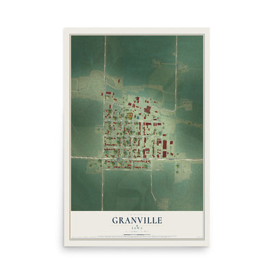 Map of Granville, Iowa, 12 x 18 inch unframed archival matte print