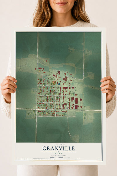 Map of Granville, Iowa, 18 x 24 inch unframed archival matte print