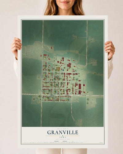 Map of Granville, Iowa, 24 x 36 inch unframed archival matte print