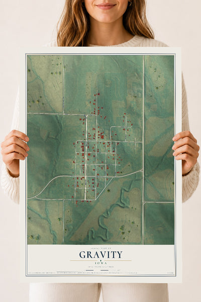 Map of Gravity, Iowa, 18 x 24 inch unframed archival matte print