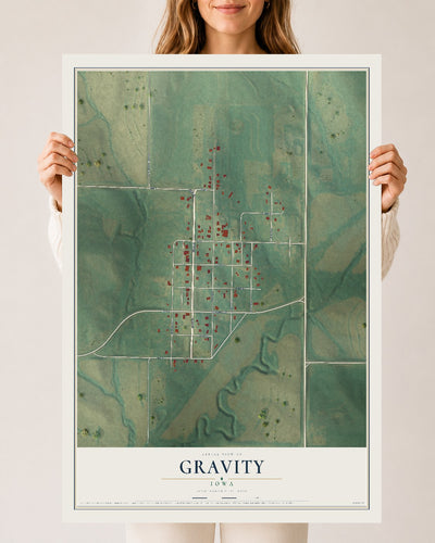 Map of Gravity, Iowa, 24 x 36 inch unframed archival matte print