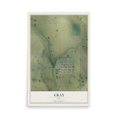 Map of Gray, Iowa, 12 x 18 inch unframed archival matte print