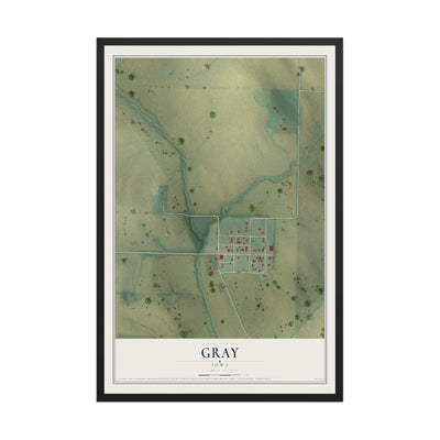 Map of Gray, Iowa, 12 x 18 inch print in a black wood frame