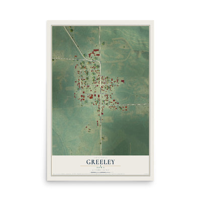 Map of Greeley, Iowa, 12 x 18 inch unframed archival matte print