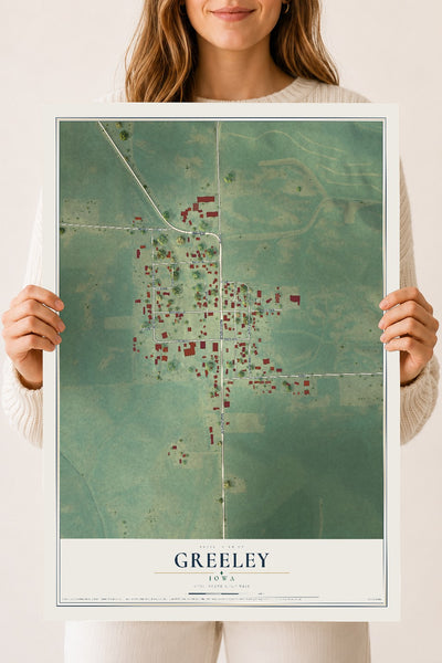 Map of Greeley, Iowa, 18 x 24 inch unframed archival matte print