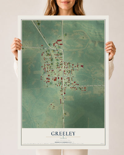 Map of Greeley, Iowa, 24 x 36 inch unframed archival matte print