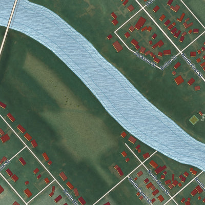 Second close-up of the map of Greene, Iowa print showing more streets and buildings