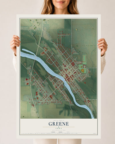 Map of Greene, Iowa, 24 x 36 inch unframed archival matte print