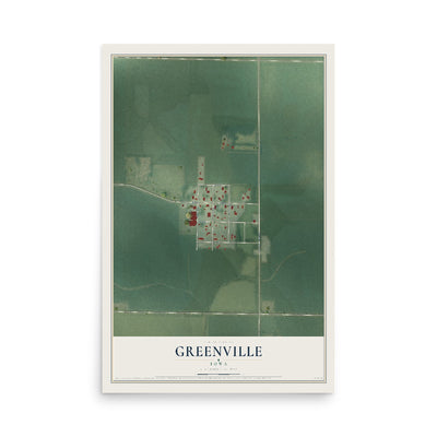 Map of Greenville, Iowa, 12 x 18 inch unframed archival matte print