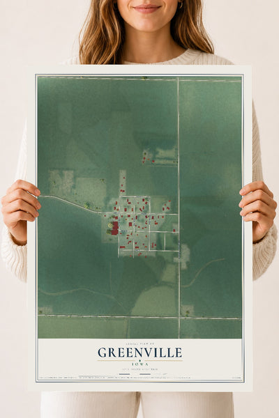 Map of Greenville, Iowa, 18 x 24 inch unframed archival matte print