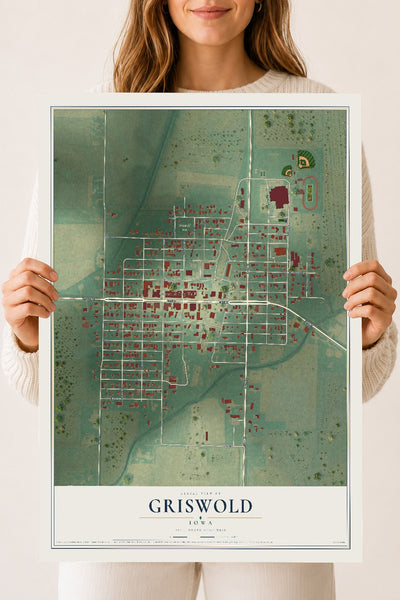 Map of Griswold, Iowa, 18 x 24 inch unframed archival matte print
