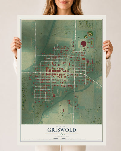 Map of Griswold, Iowa, 24 x 36 inch unframed archival matte print