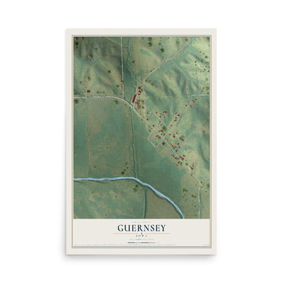 Map of Guernsey, Iowa, 12 x 18 inch unframed archival matte print