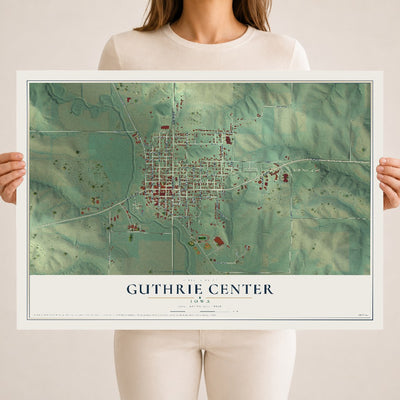 Map of Guthrie Center, Iowa, 18 x 24 inch unframed archival matte print