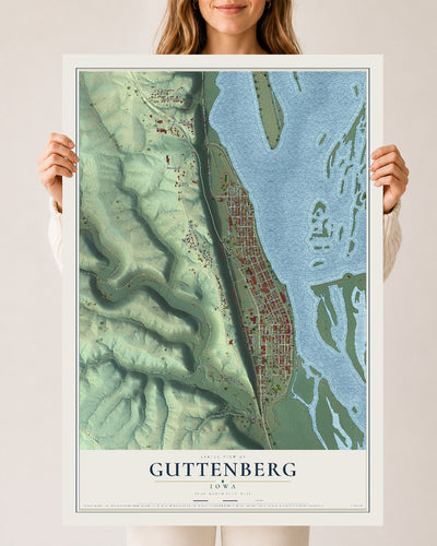 Map of Guttenberg, Iowa, 24 x 36 inch unframed archival matte print
