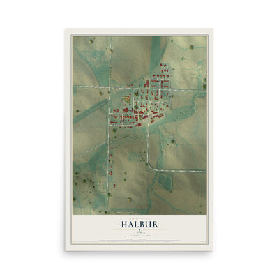 Map of Halbur, Iowa, 12 x 18 inch unframed archival matte print