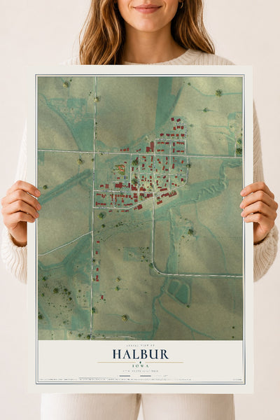 Map of Halbur, Iowa, 18 x 24 inch unframed archival matte print