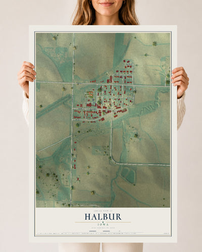 Map of Halbur, Iowa, 24 x 36 inch unframed archival matte print