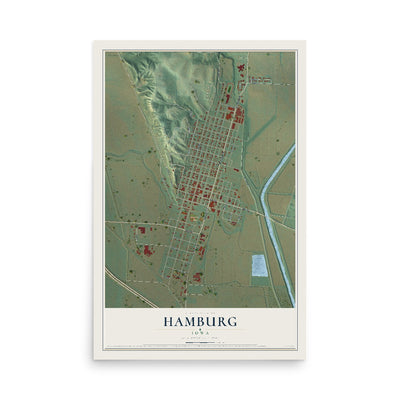Map of Hamburg, Iowa, 12 x 18 inch unframed archival matte print