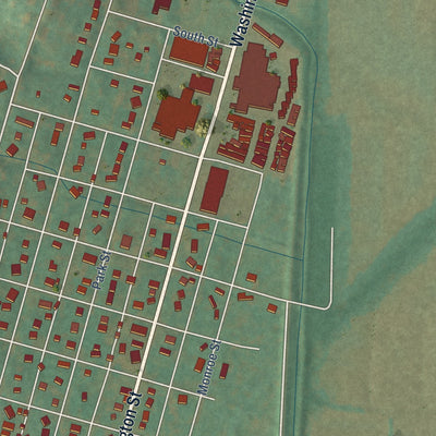 Second close-up of the map of Hamburg, Iowa print showing more streets and buildings