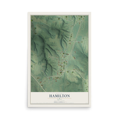 Map of Hamilton, Iowa, 12 x 18 inch unframed archival matte print