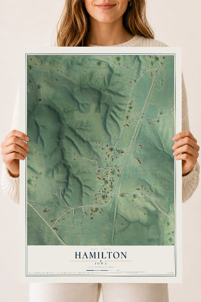 Map of Hamilton, Iowa, 18 x 24 inch unframed archival matte print