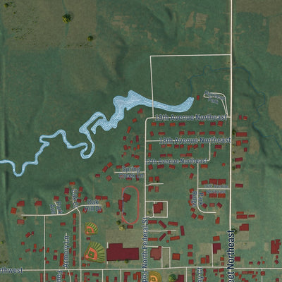 Second close-up of the map of Hampton, Iowa print showing more streets and buildings