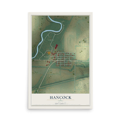 Map of Hancock, Iowa, 12 x 18 inch unframed archival matte print