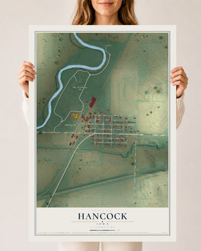 Map of Hancock, Iowa, 24 x 36 inch unframed archival matte print