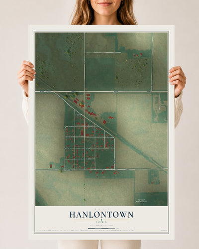 Map of Hanlontown, Iowa, 24 x 36 inch unframed archival matte print