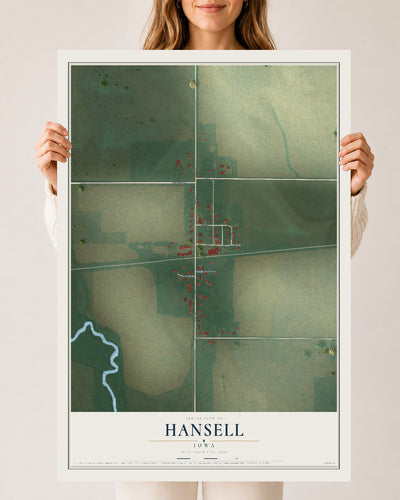 Map of Hansell, Iowa, 24 x 36 inch unframed archival matte print