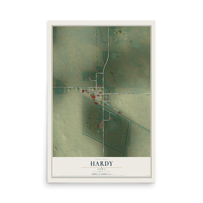 Map of Hardy, Iowa, 12 x 18 inch unframed archival matte print