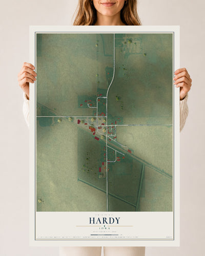 Map of Hardy, Iowa, 24 x 36 inch unframed archival matte print