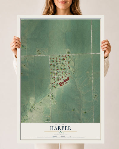 Map of Harper, Iowa, 24 x 36 inch unframed archival matte print