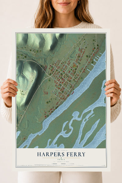 Map of Harpers Ferry, Iowa, 18 x 24 inch unframed archival matte print