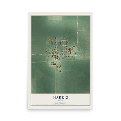 Map of Harris, Iowa, 12 x 18 inch unframed archival matte print
