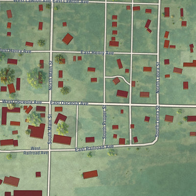 Close-up of the map of Harris, Iowa print showing street and building detail