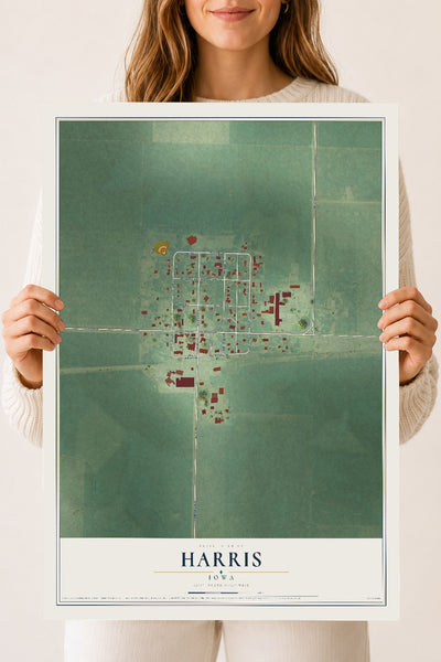 Map of Harris, Iowa, 18 x 24 inch unframed archival matte print