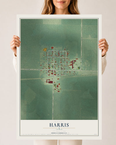 Map of Harris, Iowa, 24 x 36 inch unframed archival matte print