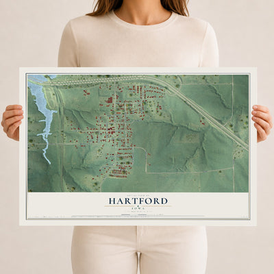 Map of Hartford, Iowa, 12 x 18 inch unframed archival matte print
