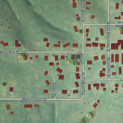 Second close-up of the map of Hartford, Iowa print showing more streets and buildings