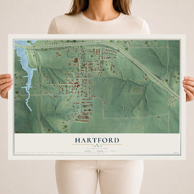 Map of Hartford, Iowa, 18 x 24 inch unframed archival matte print