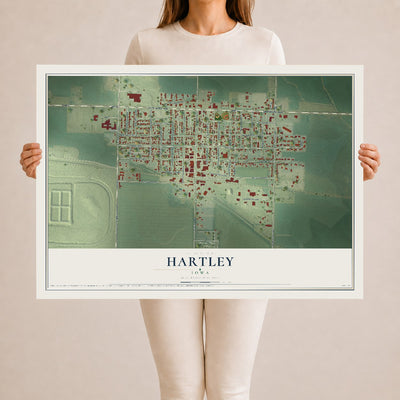 Map of Hartley, Iowa, 24 x 36 inch unframed archival matte print