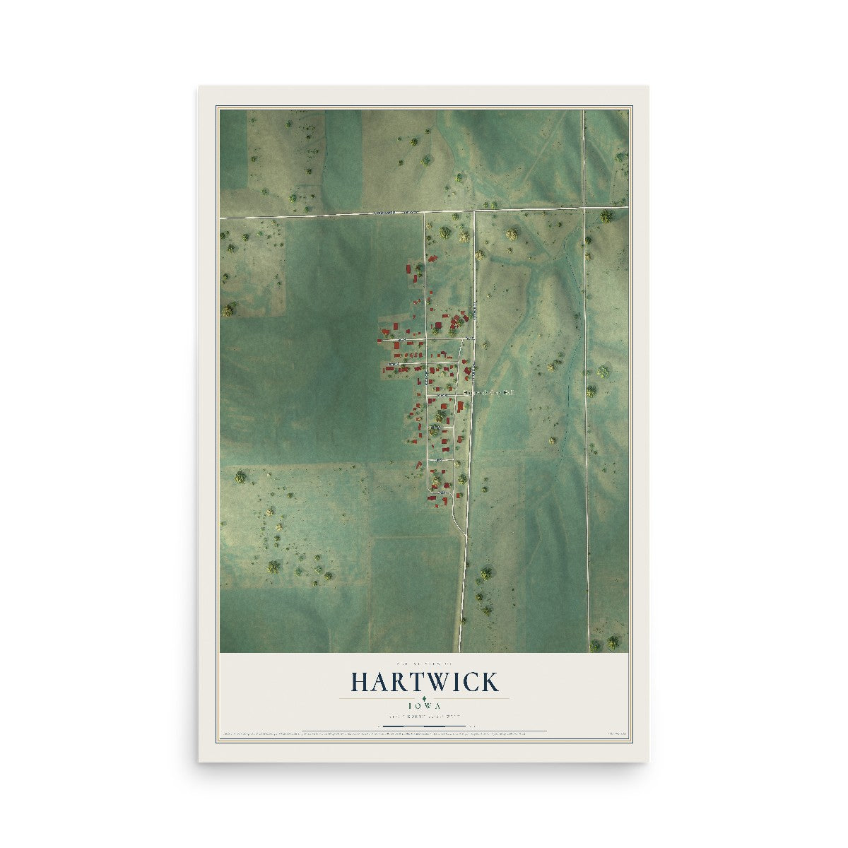 Map of Hartwick, Iowa, 12 x 18 inch unframed archival matte print
