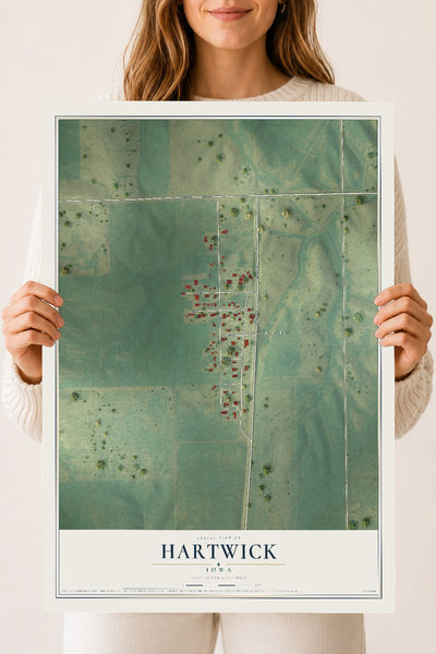 Map of Hartwick, Iowa, 18 x 24 inch unframed archival matte print